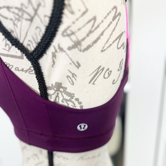 Lululemon All Sport Bra Plum/Pow Stripe Raspberry Glo Light - Picture 8 of 10